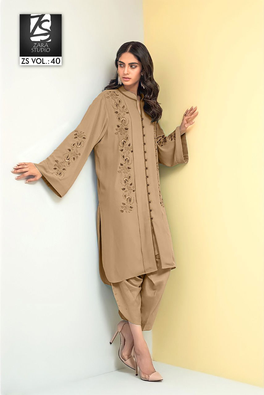 Zara 40 Formal Classy Georgette Party Wear Top With Bottom Collection